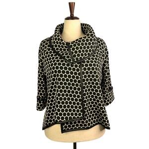 Joseph Ribkoff Swing Jacket Womens 6 Asymmetric Geometric Black White Textured